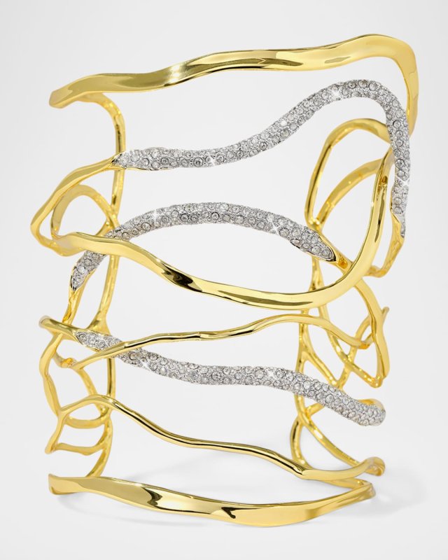 Solanales Crystal Intertwined Wide Cuff Bracelet